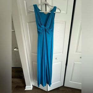 Twenty One Aqua Blue Plunge Sleeveless V Neck Maxi Beach Stretch Dress M